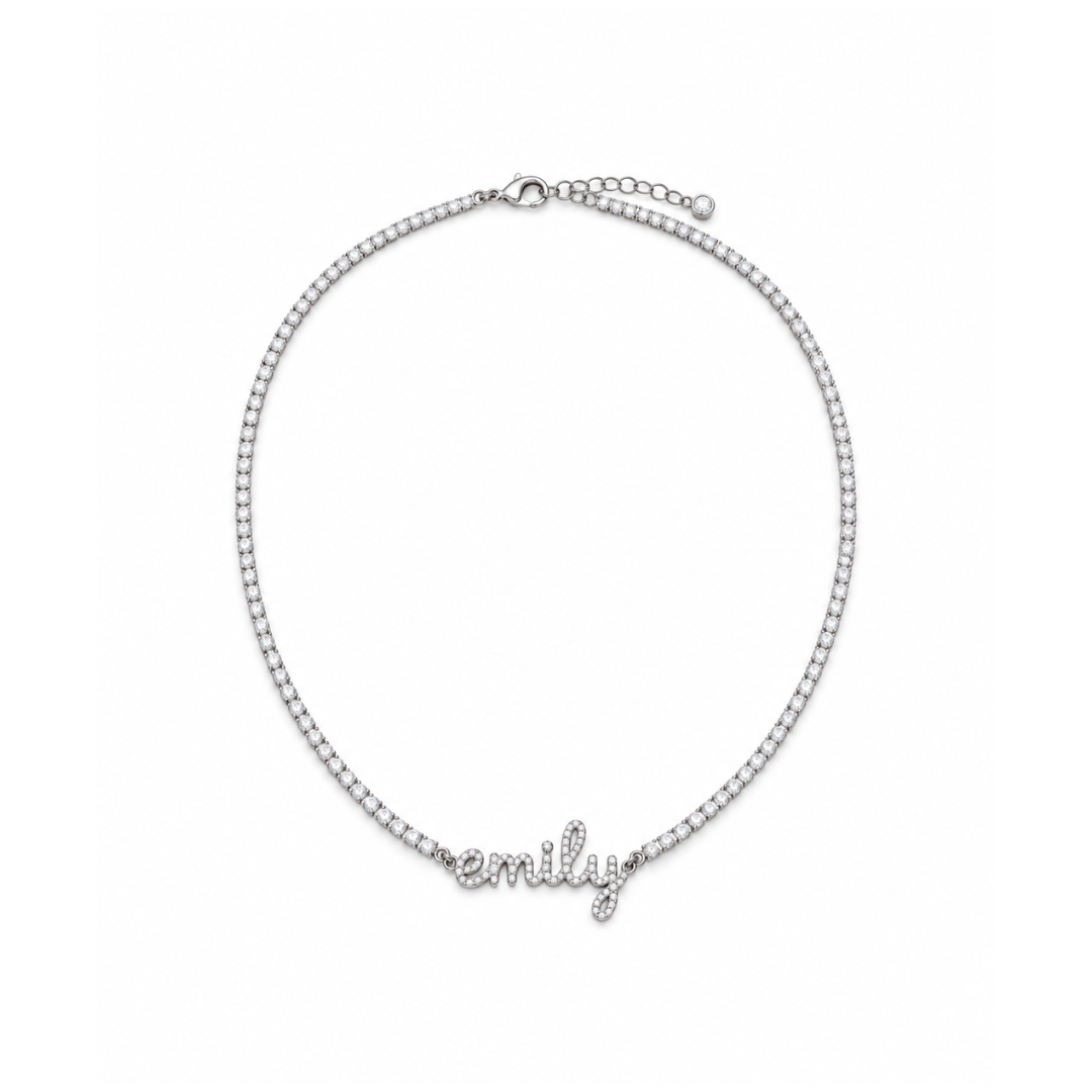 Tennis Baby Script Name Necklace