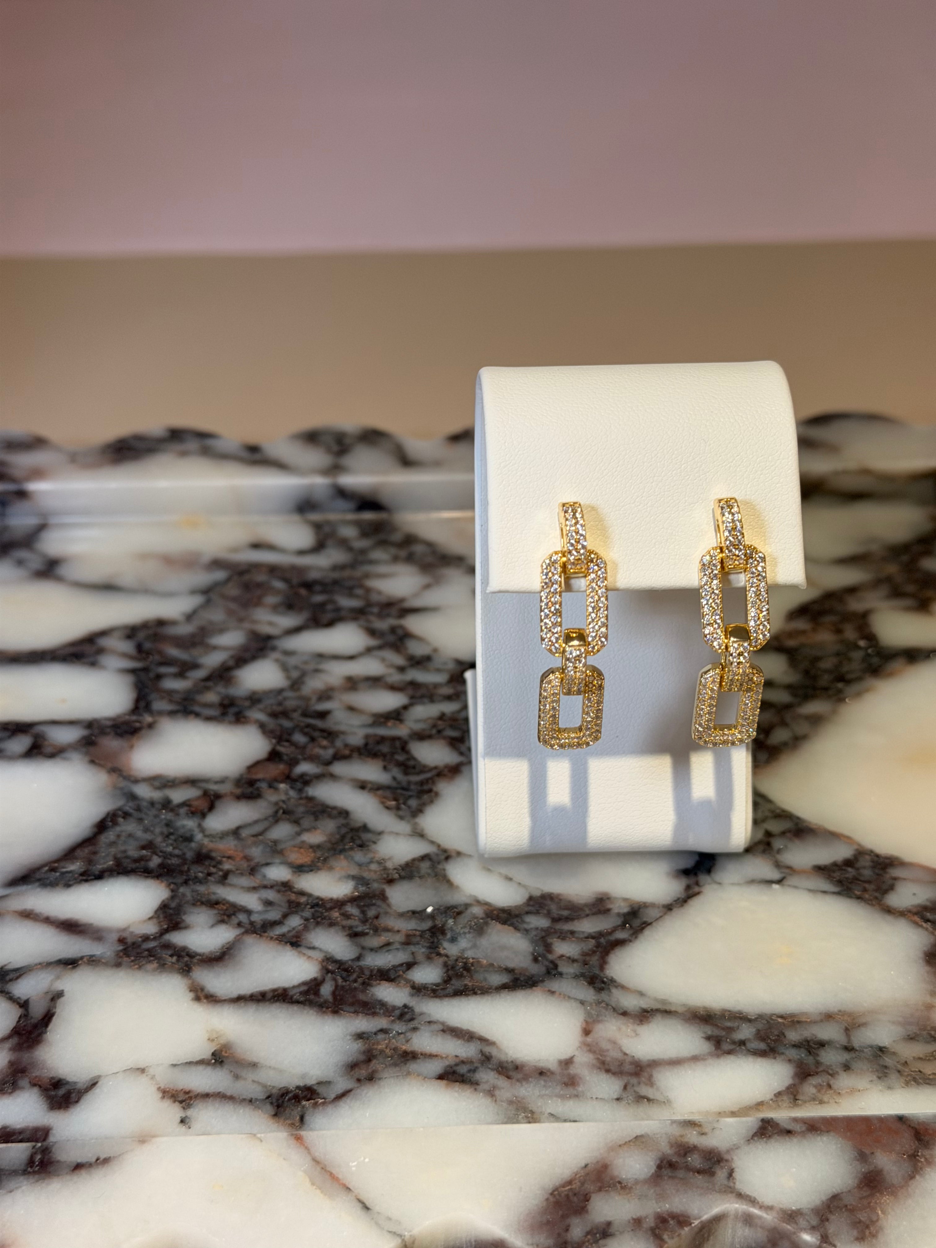 Pavé Link Dangle Earrings