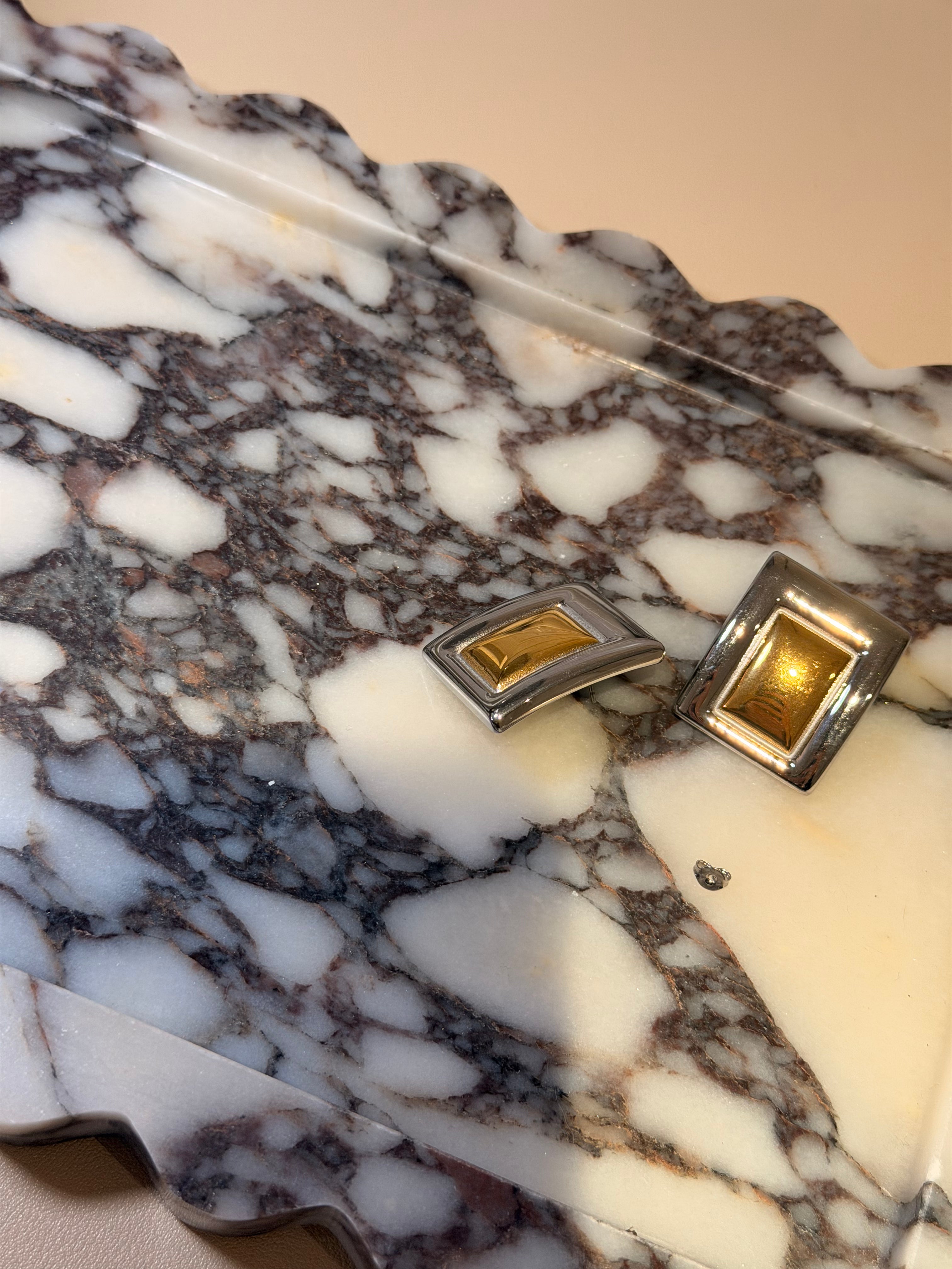 Two-Tone Oversized Square Studs