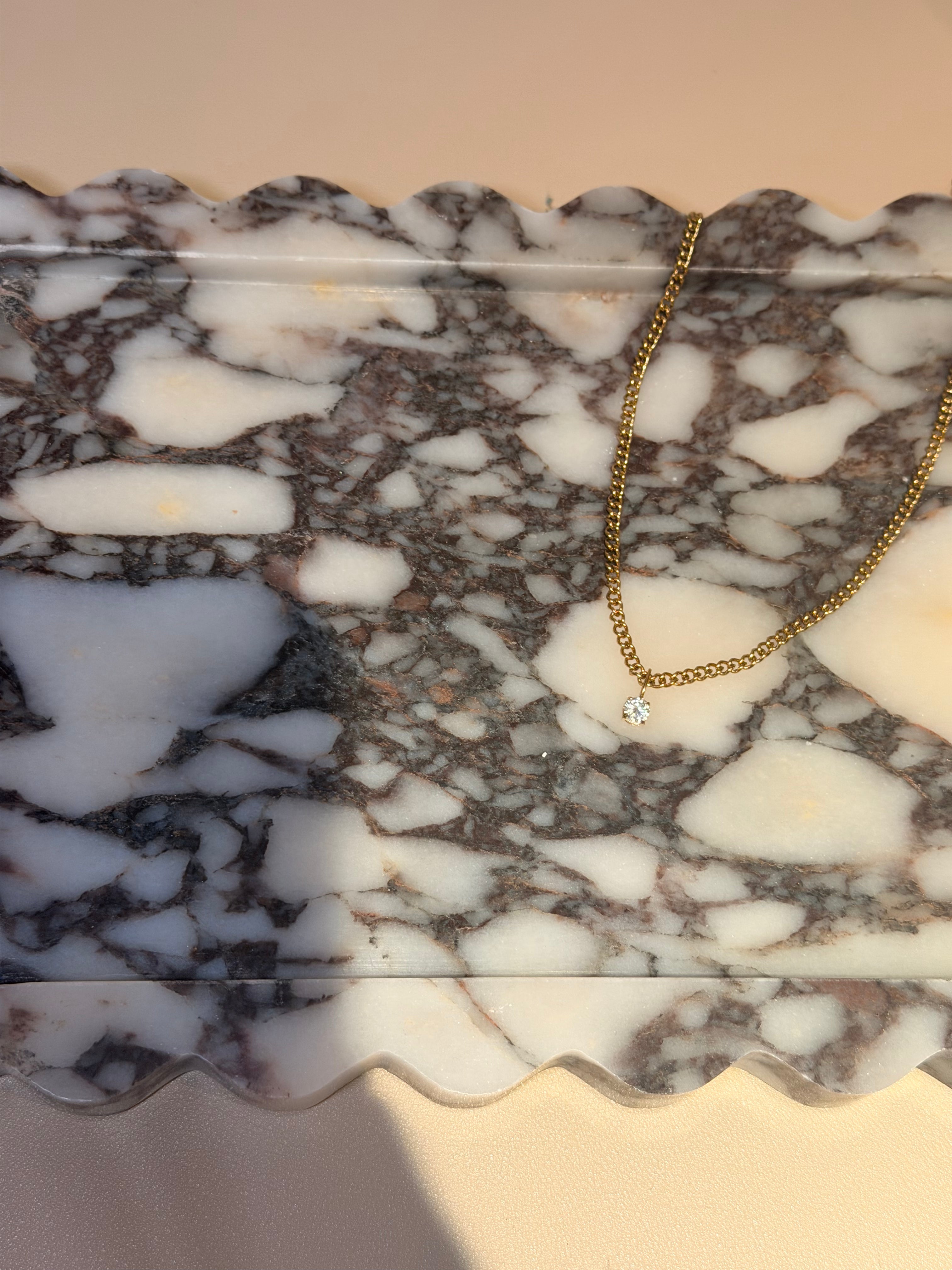 Vintage Gold Chain with Cubic Pendant