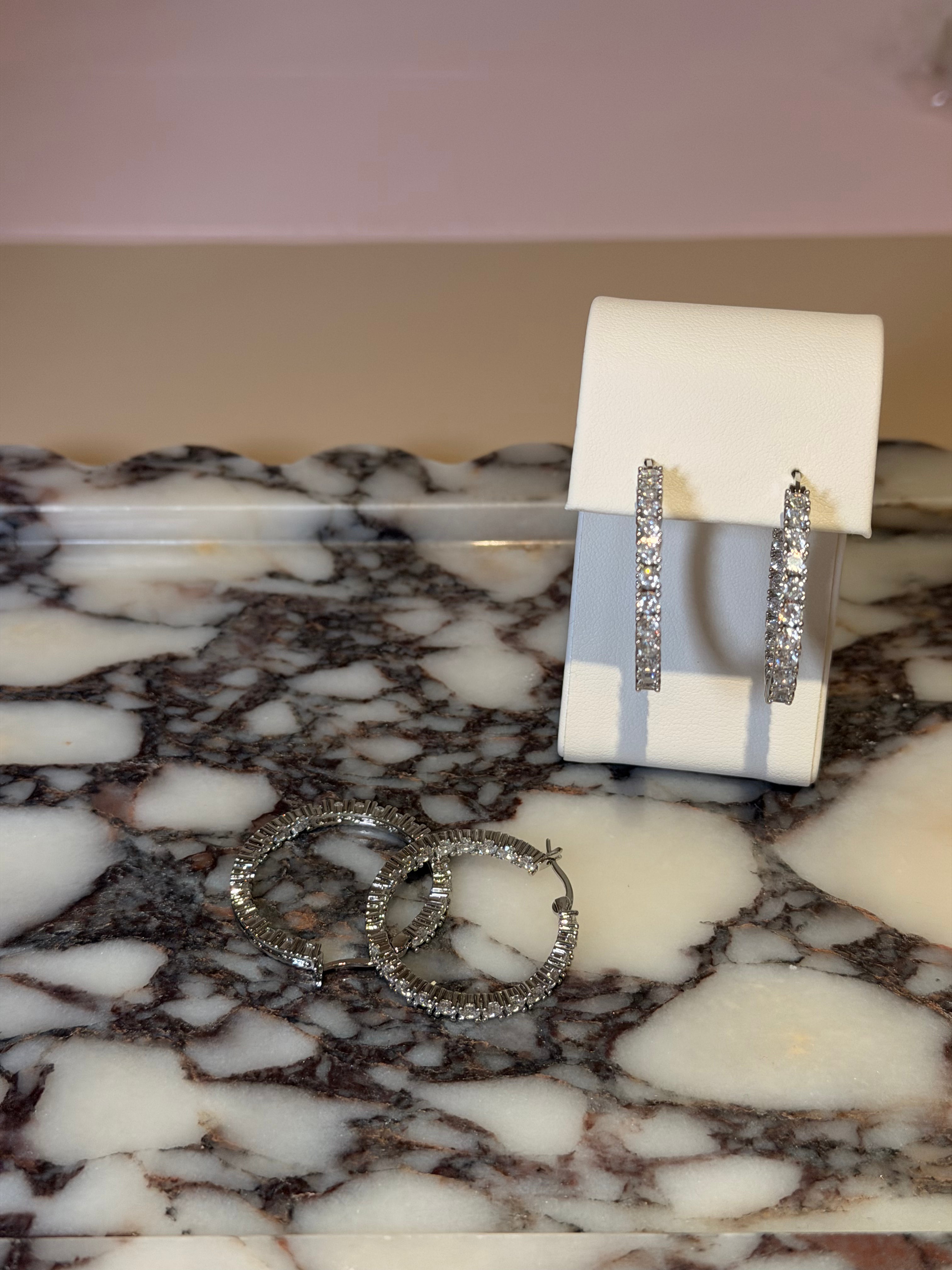 Cubic Silver Hoop Earrings