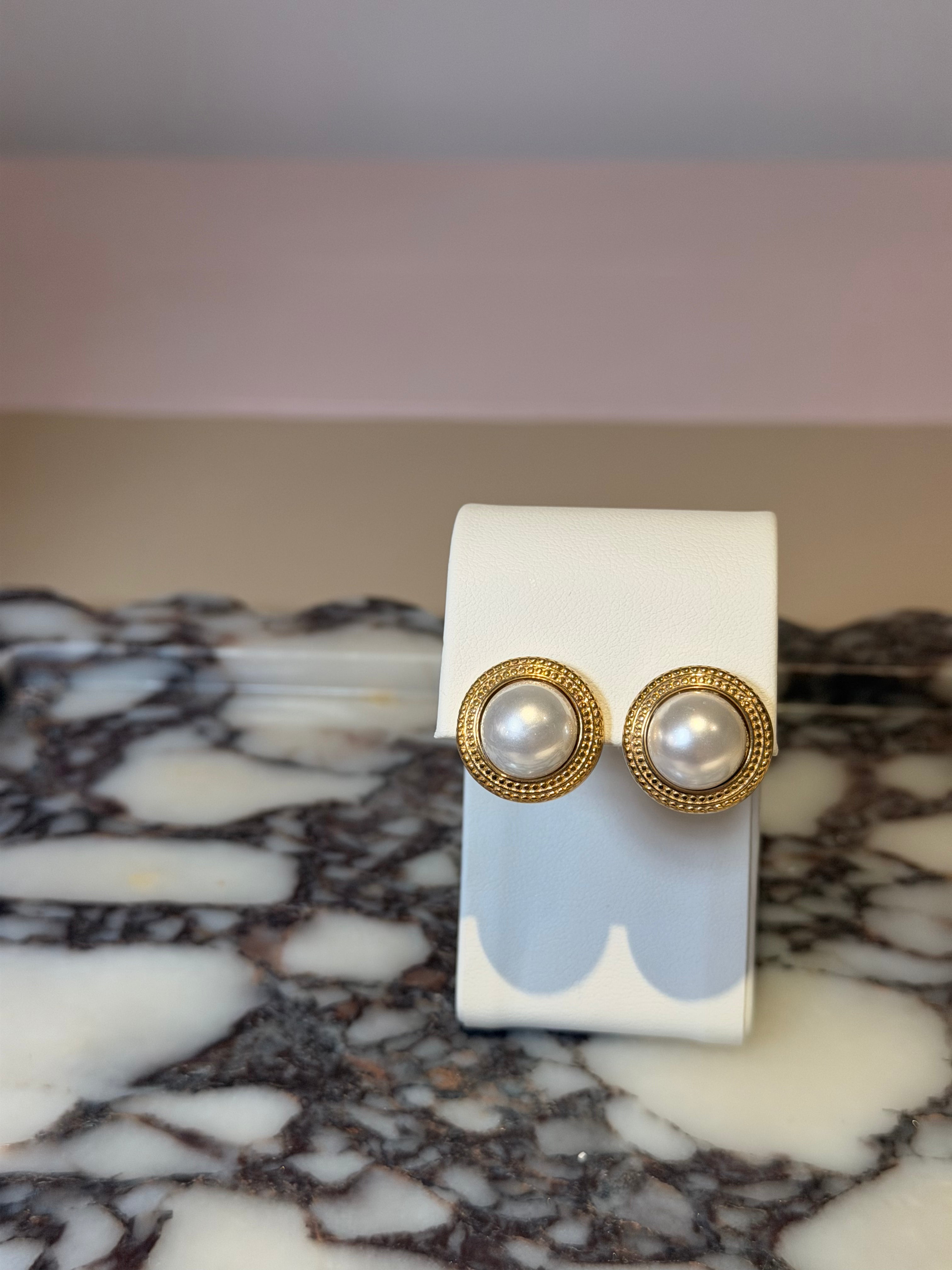 Pearl Bezel Studs