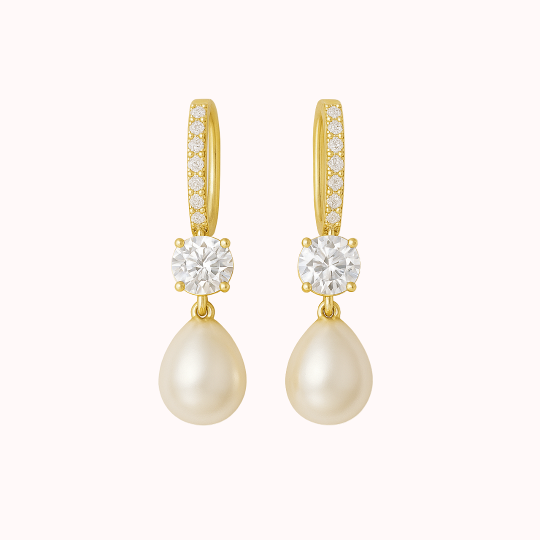 Pearl Drop Hoops