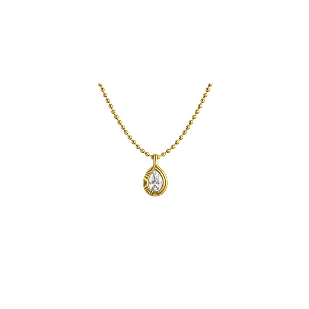 Pear Bezel Necklace