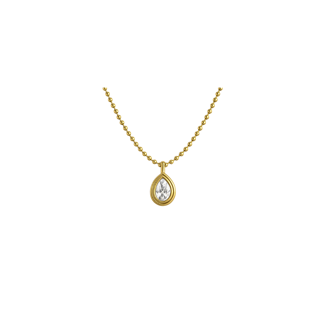 Pear Bezel Necklace