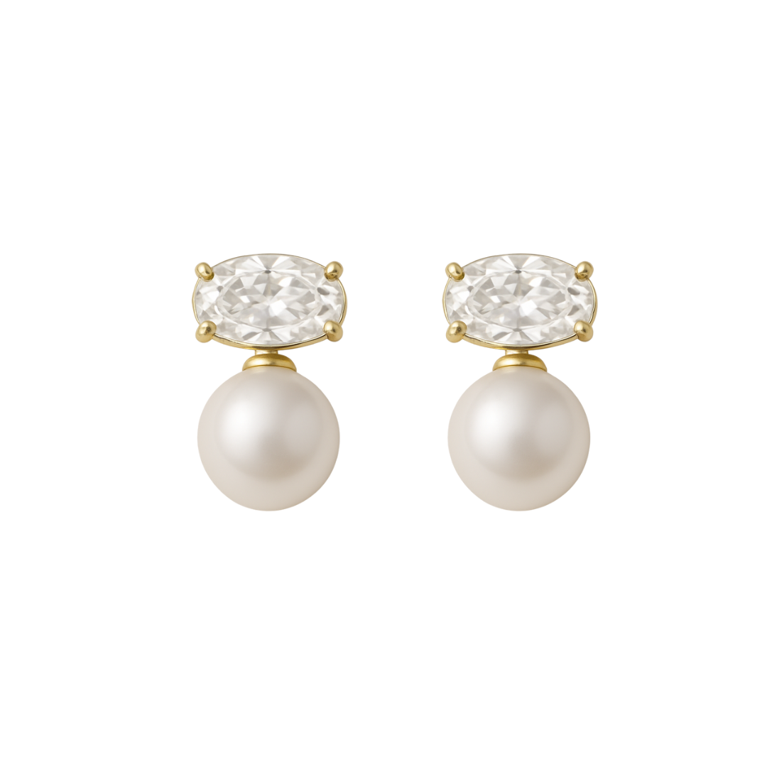 Oval Pearl Studs
