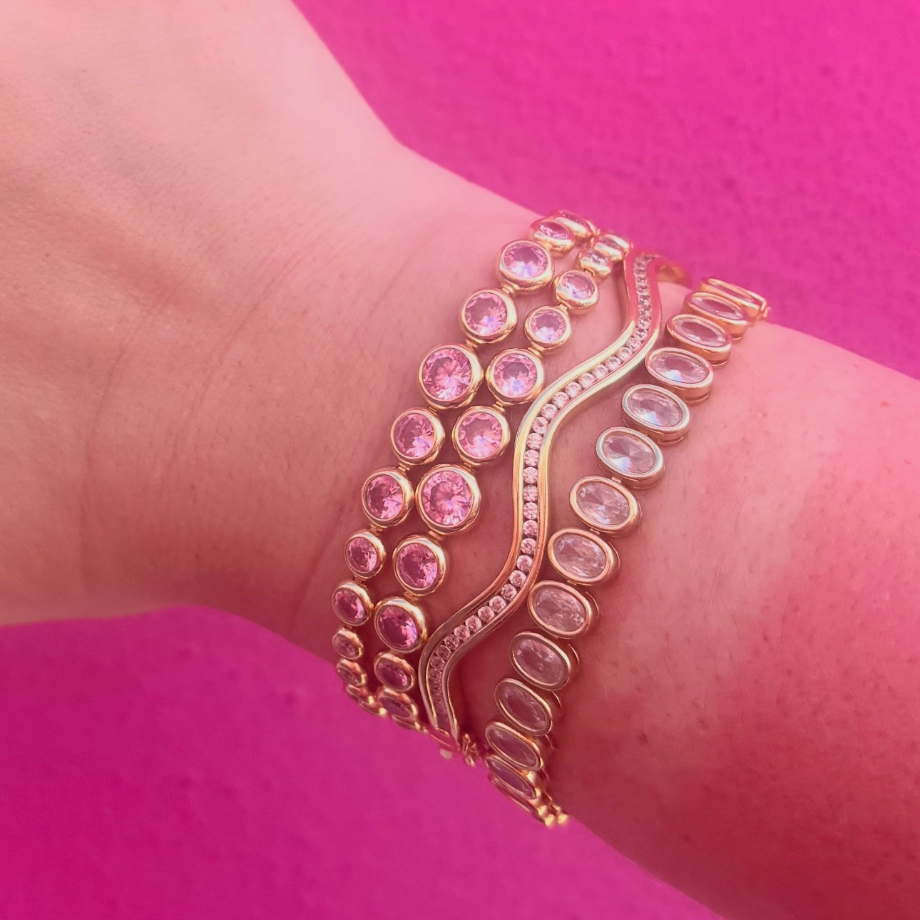 Pink Bezel Tennis Bracelet