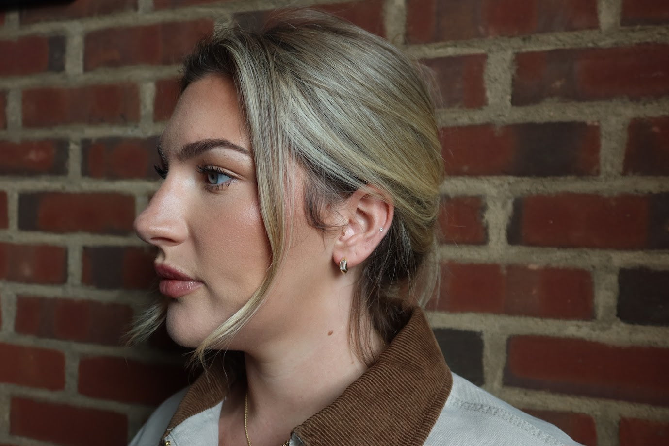 SILVER Emerald Cut Huggies