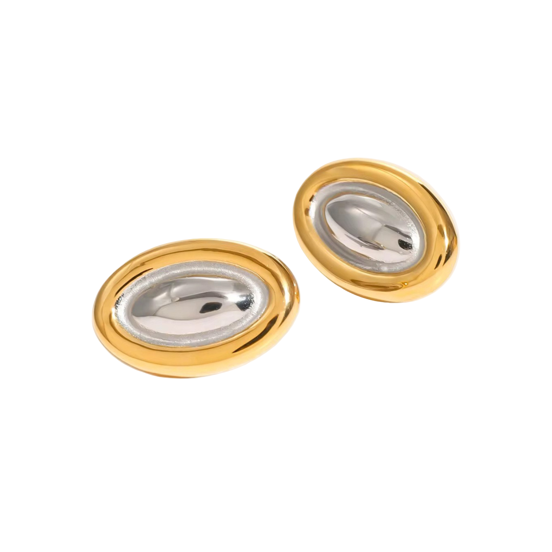 Two Tone Oval Earrings